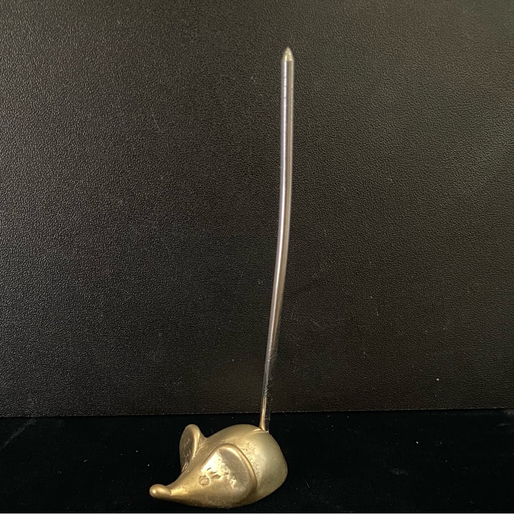 Vintage Brass Mouse Ring or Desk Office Note Receipt Holder 3.5”Tall Mid Century - Picture 9 of 10